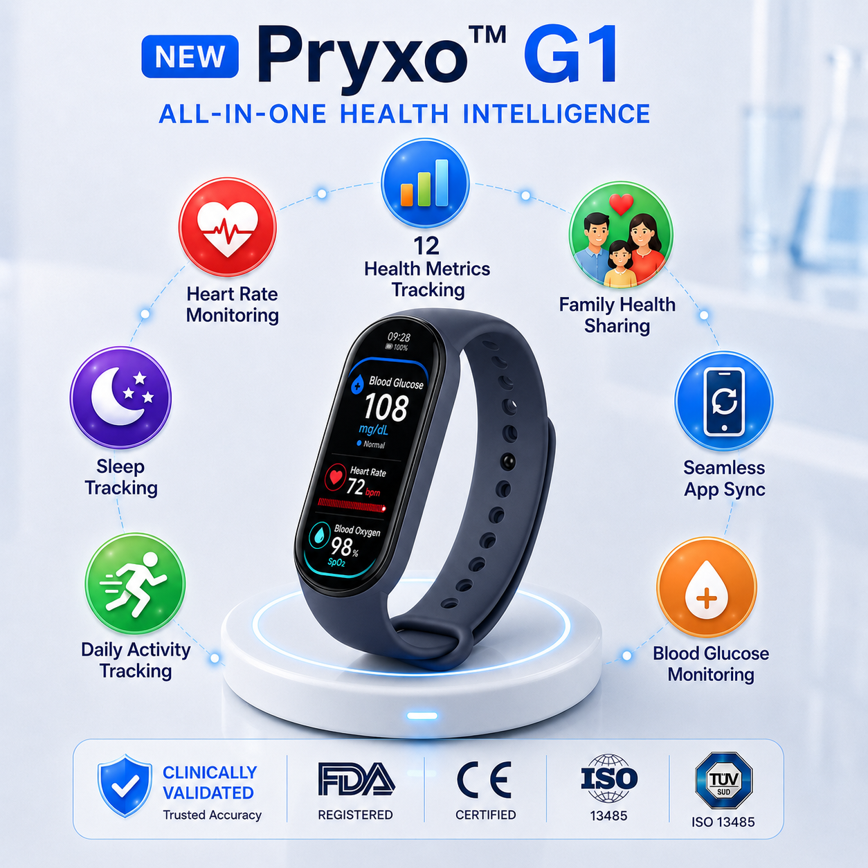🎉75% OFF Launch Offer🔥Pryxo™ M9 Non-Invasive Smart Band